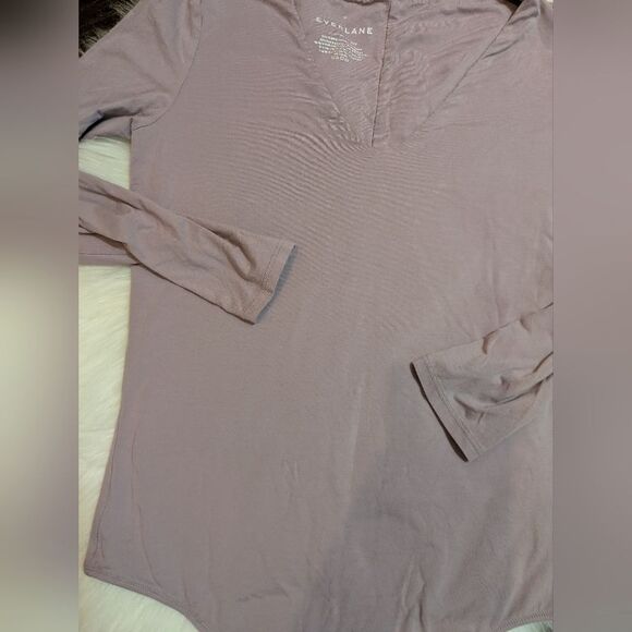 Everlane Lavender Purple Long Sleeve V Neck Bodysuit Size M Medium - Picture 3 of 6